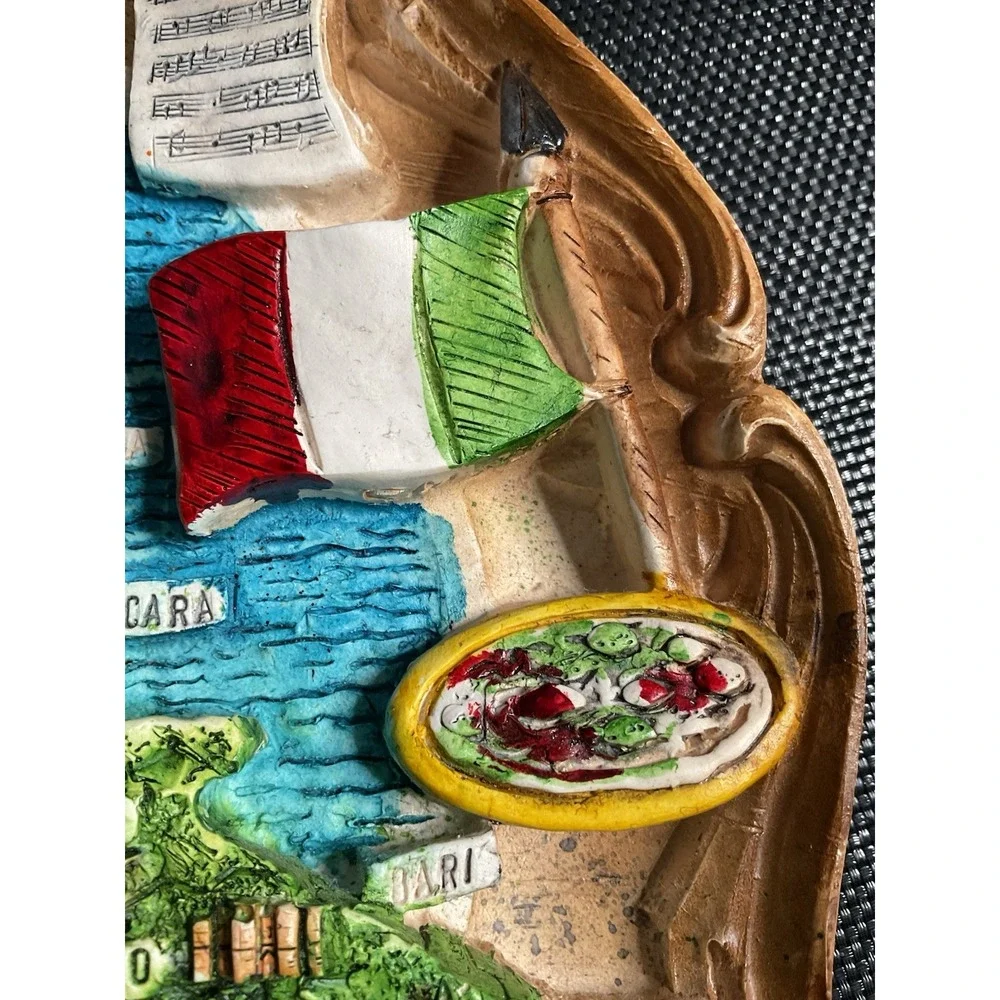 Vintage‎ Legnoart Italy Wall Plaque 3D Resin Map Diorama with Scrolled Accents